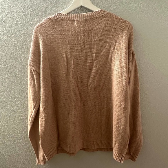 Forever 21 Women's Dusty Rose Lace-Up Front Knit Pullover Sweater Size Large - Picture 7 of 11